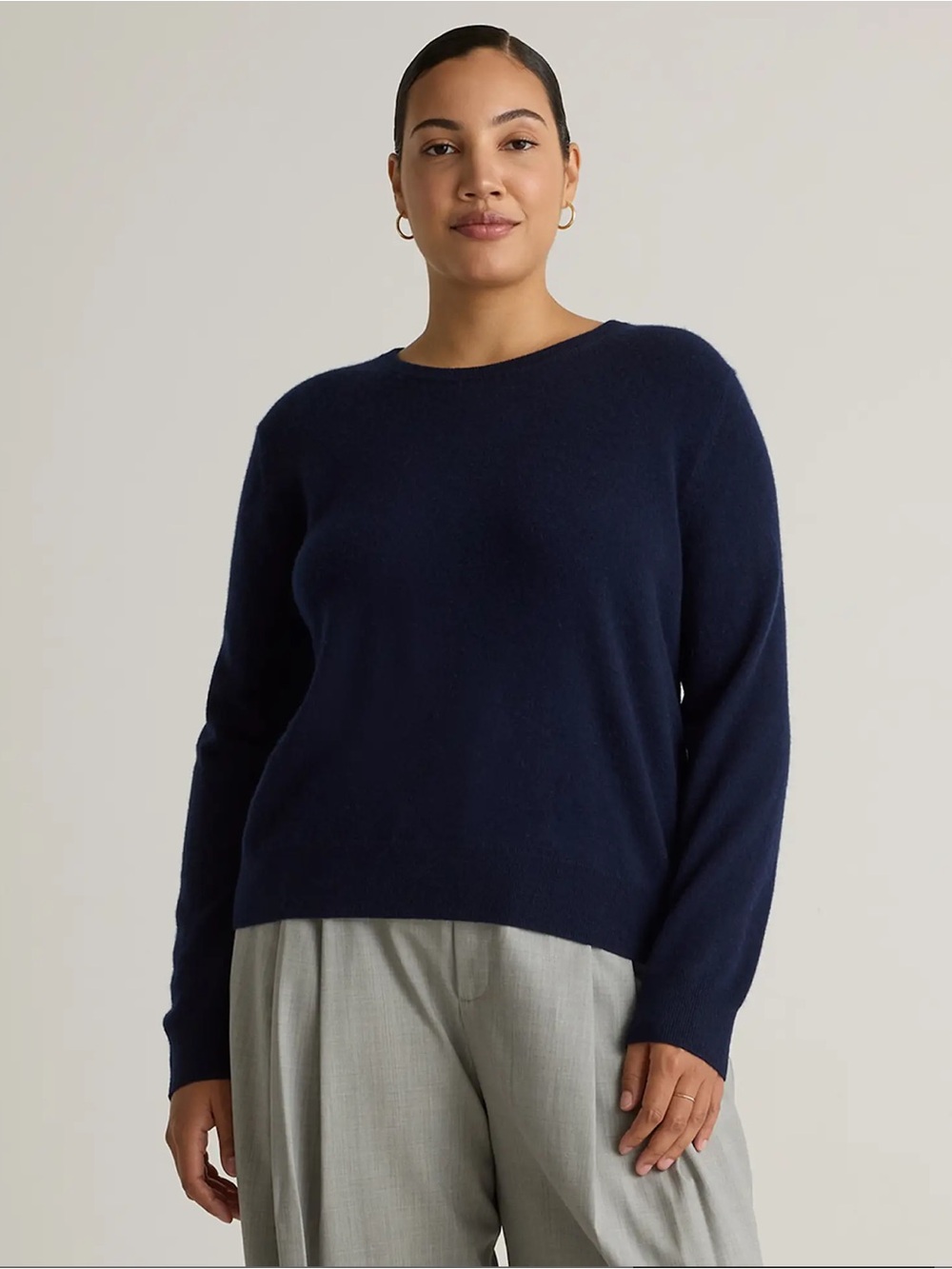 Quince 100% Mongolian Cashmere Navy Crewneck Sweater